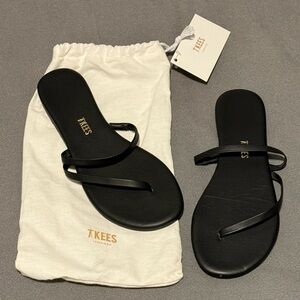 TKEES Black Leather Sandals